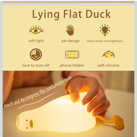 Lying Flat Duck Night Light. Phone Holder. - Picture 3 of 9